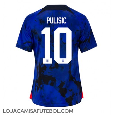 Camisa de Futebol Estados Unidos Christian Pulisic #10 Equipamento Secundário Mulheres Mundo 2022 Manga Curta
